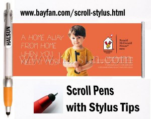 Custom Scroll Stylus, ball pen/stylus/scroll 3 in 1 Combo,